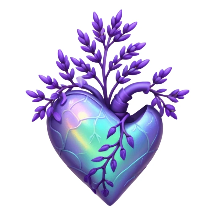 create a holographic lavender plant that wraps around a lavender colored heart sticker