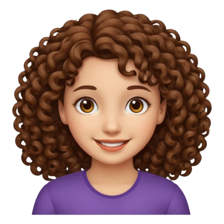 Girl with curly hair smiling sticker