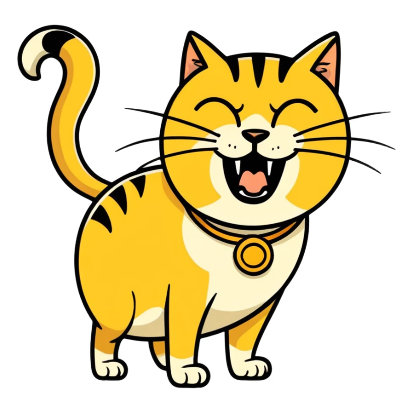 golden cat  meowing ￼at old blind man  sticker