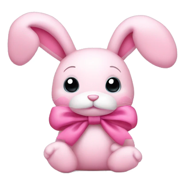 Pink bunny stuffed animal with a bow on the ear sticker