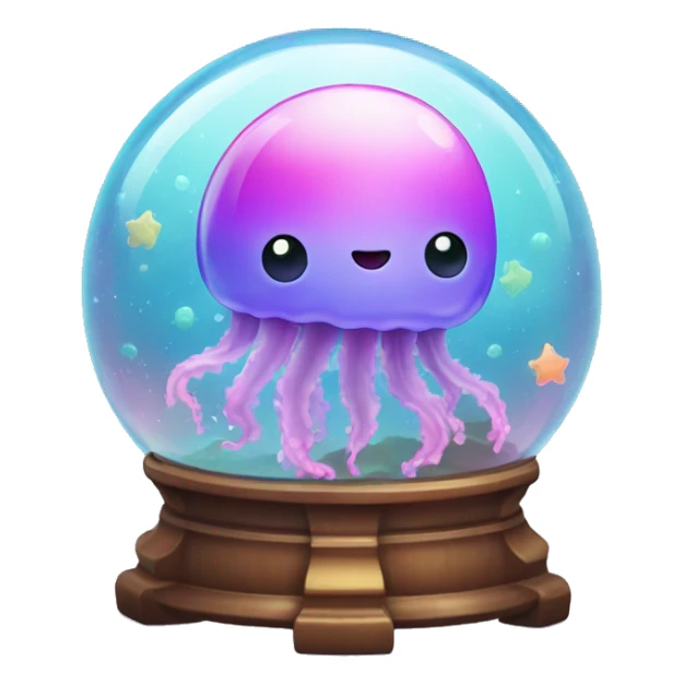Kawaii colorful baby jellyfish in a space globe sticker