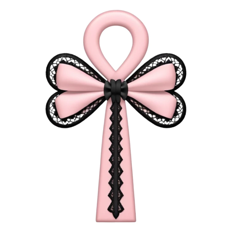 pastle pink ankh with black lace and bows sticker