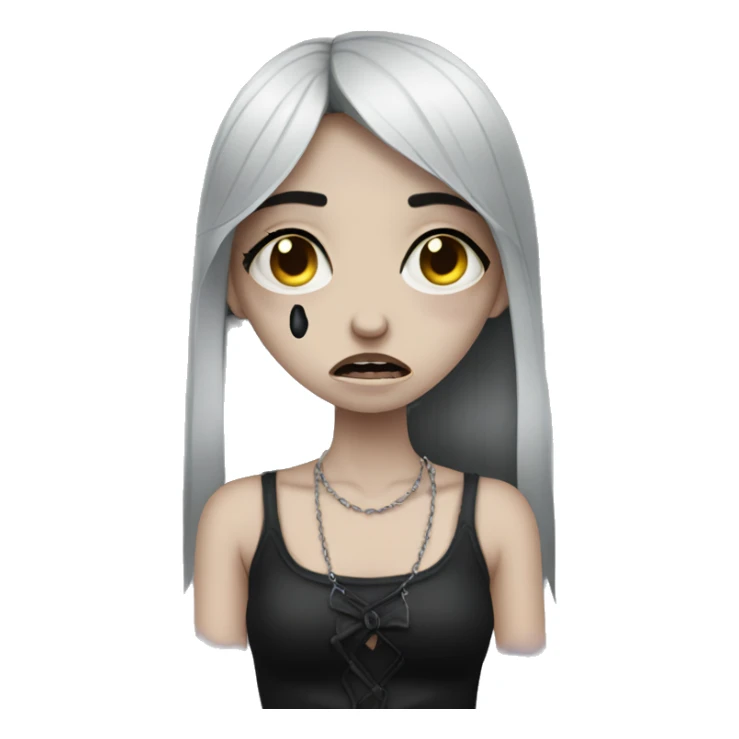 Goth girl crying with tear stains sticker