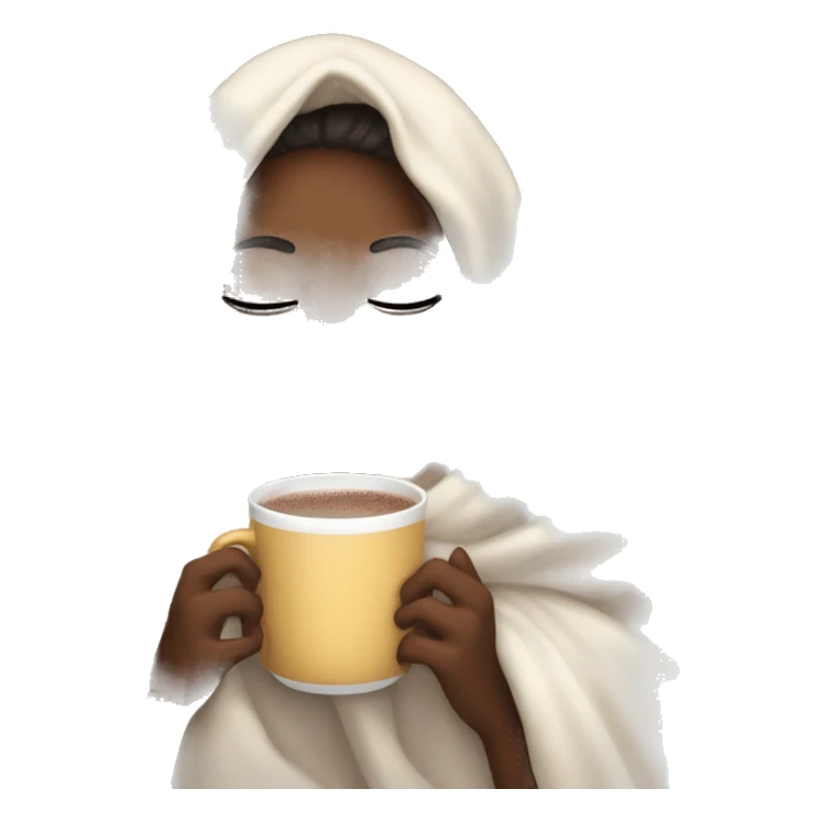 girl inside a blanket sipping hot chocolate eyes closed sticker