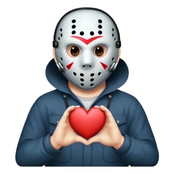 Jason Voorhees, looking cute, heart hands sticker