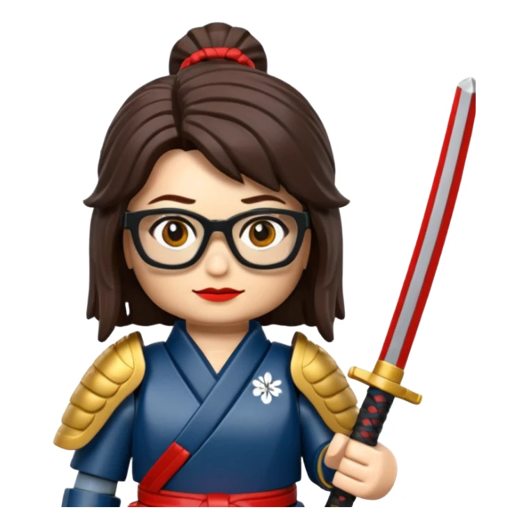 lego Samurai with glasses, Warrior in samurai armor, female, with katana sticker