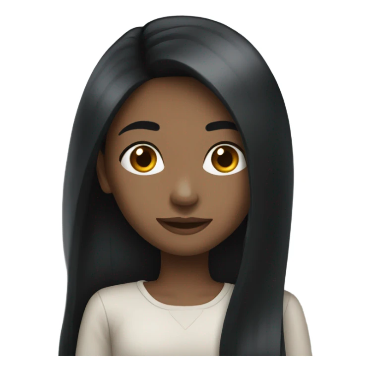 Straight long black hair girl sticker