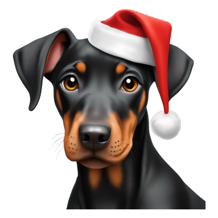 European Doberman Pinscher Puppy with Santa hat  sticker