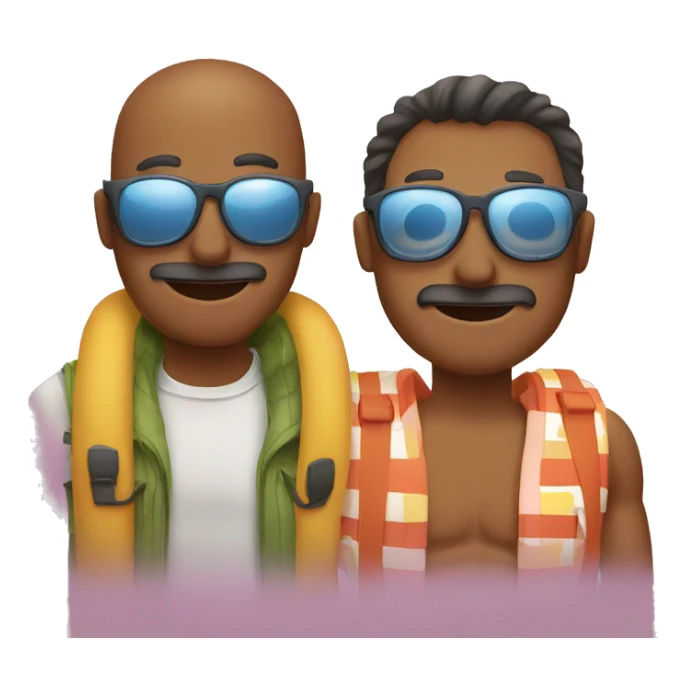 Two men's (couple) - one with eyeglasses having fun on vacation sticker