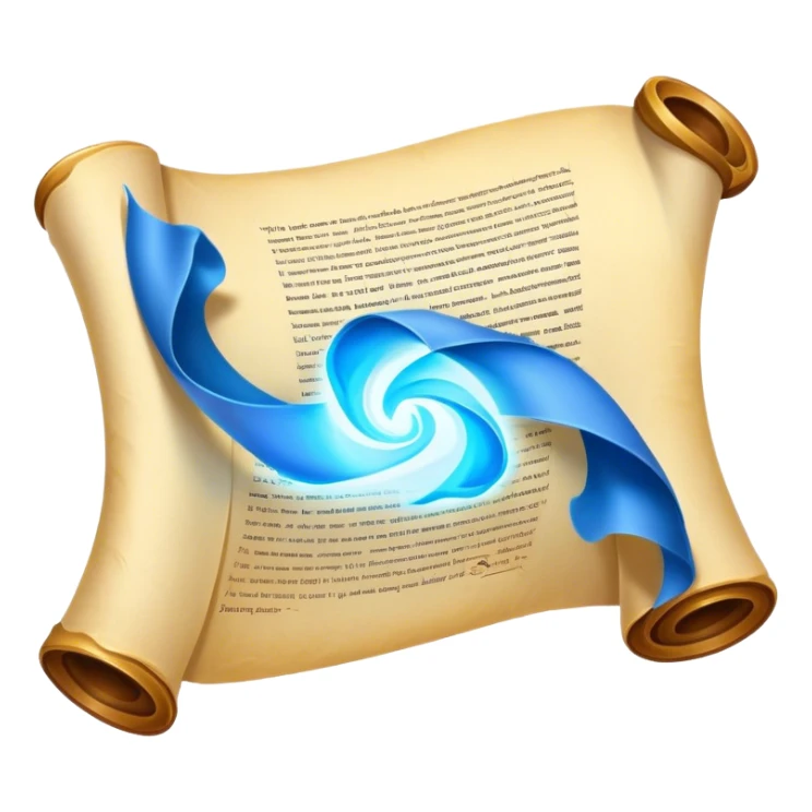 A magical scroll with glowing edges, partially unfurled
Sparkles or light effects around the edges
Color scheme: Parchment yellow with ethereal blue glow sticker