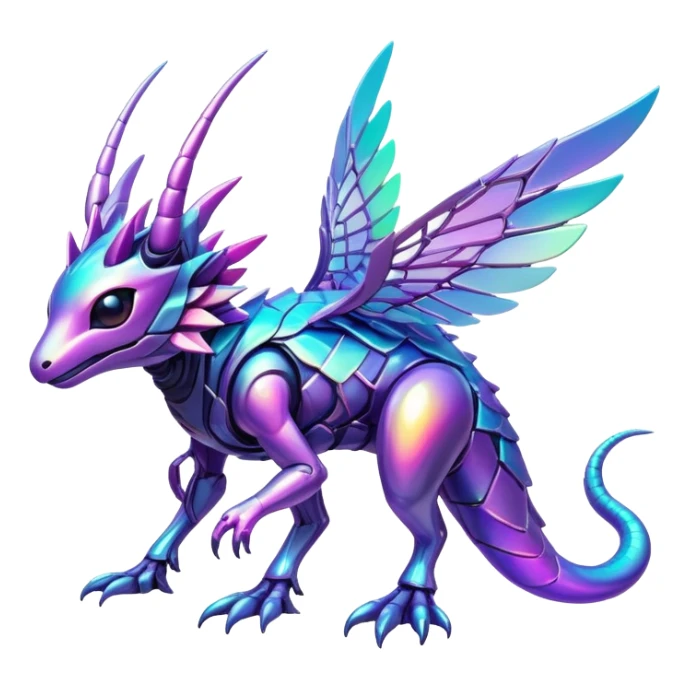 Futuristic complex iridescent aesthetic-scenery-Fakémon-creature sticker