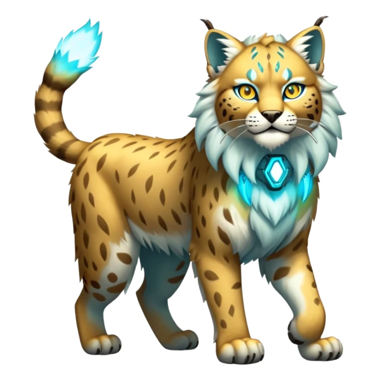 Yellow and cyan Electric-type Bobcat-Lynx-Lion-Fakémon full body sticker