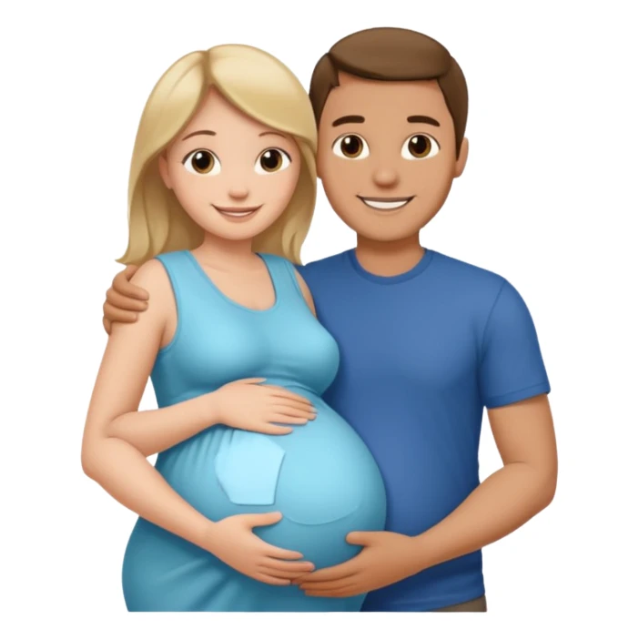 pregnant woman with her man next her with his arm around her sticker