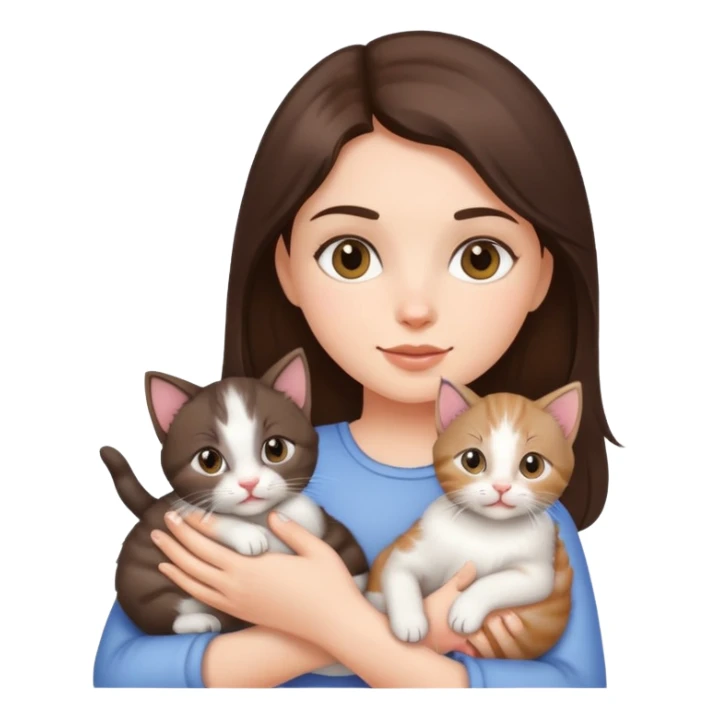 Ragazza mora con in braccio due gattini sticker