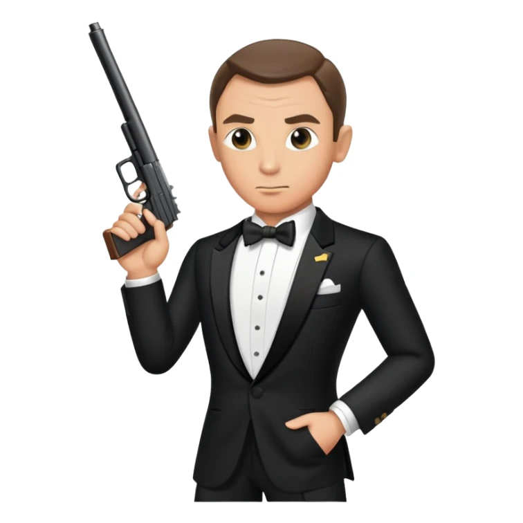 James Bond in tuxedo with gun, secret agent sticker