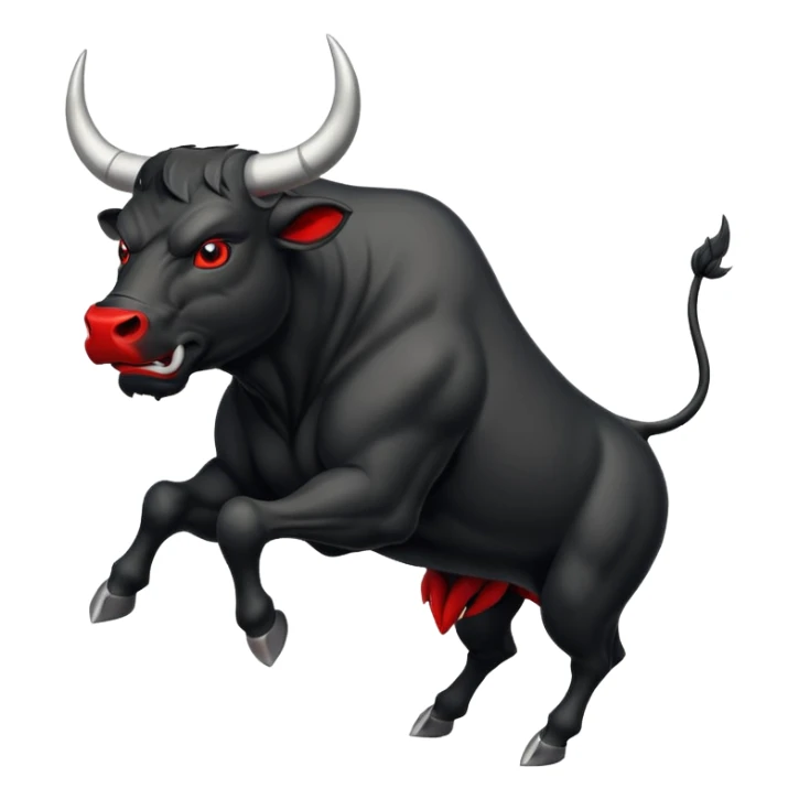 angry leaping black bull side view with red eyes sticker