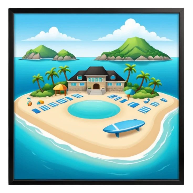 attractive island  with a beach and infrastructure  sticker