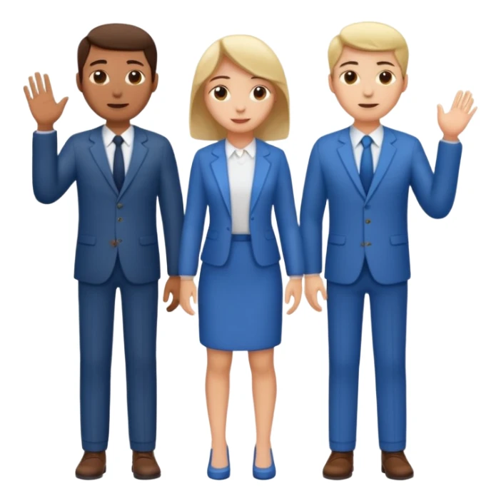 standing and saying goodbye 3 of coworkers to right side, full body view sticker