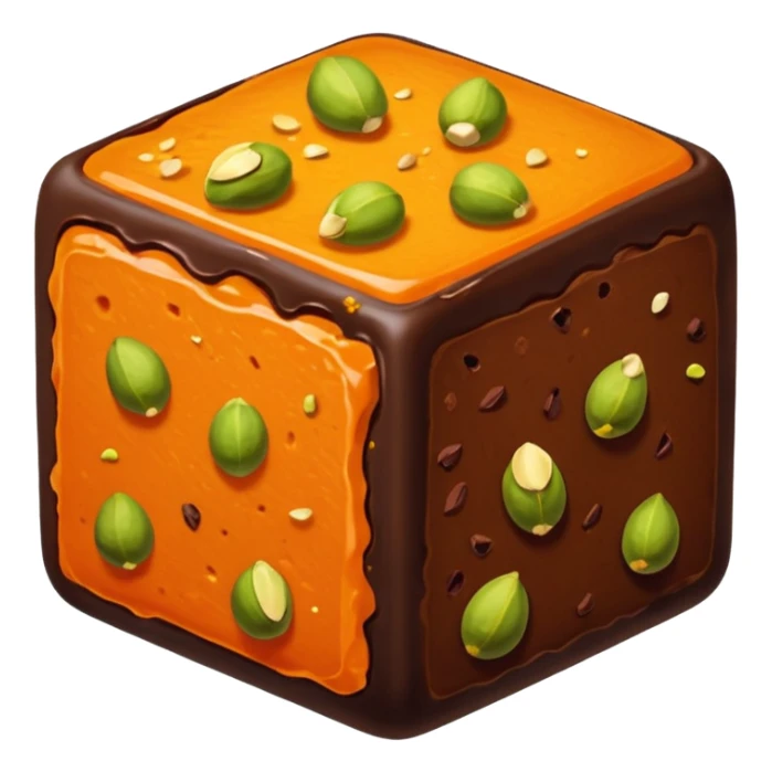 Chocolate square fudgy Bites with orange and pistachios  sticker