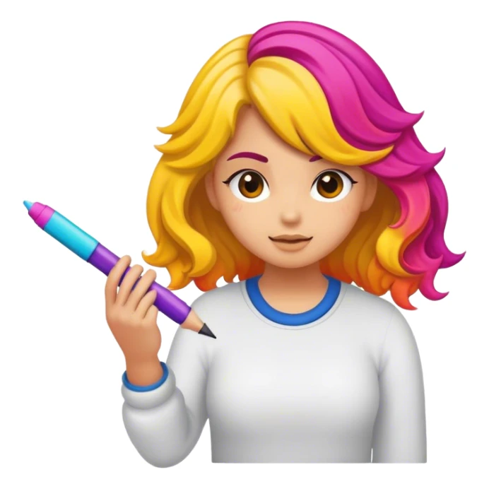 chica de cabello ondulado estudiando motivada sticker