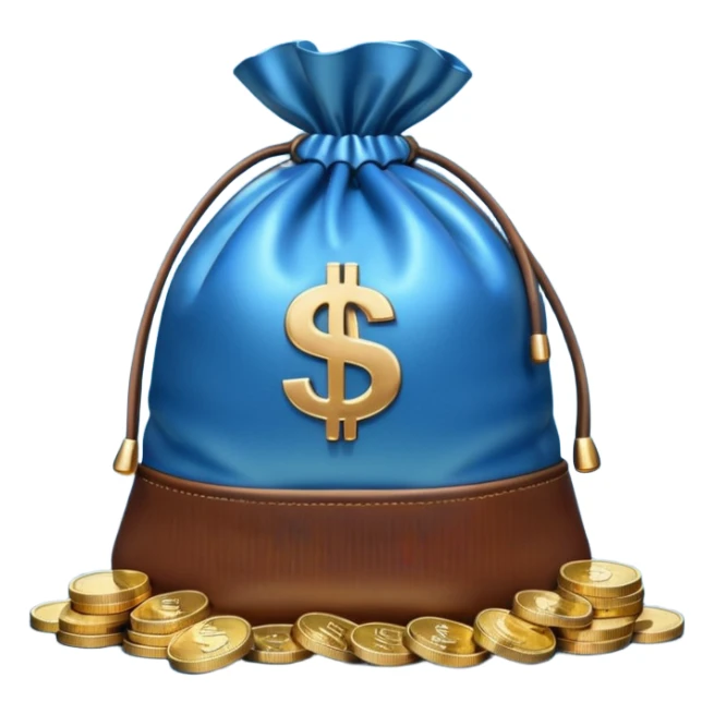 money bag on top of blue coins stack sticker