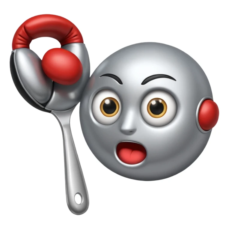 a spoon with eyes and boxe gloves sticker