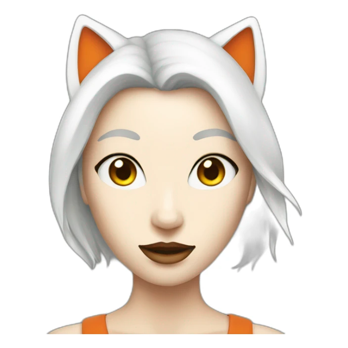 white women with kitsune mask sticker