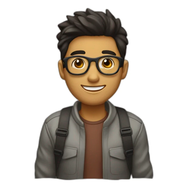 Hombre joven cabello claro y liso y con lentes tomando el metro sticker