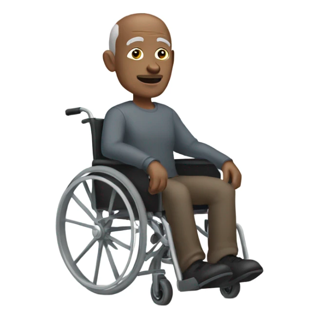 old black bald man in wheelchair. grey stubble. and he's pointing with his left hand sticker