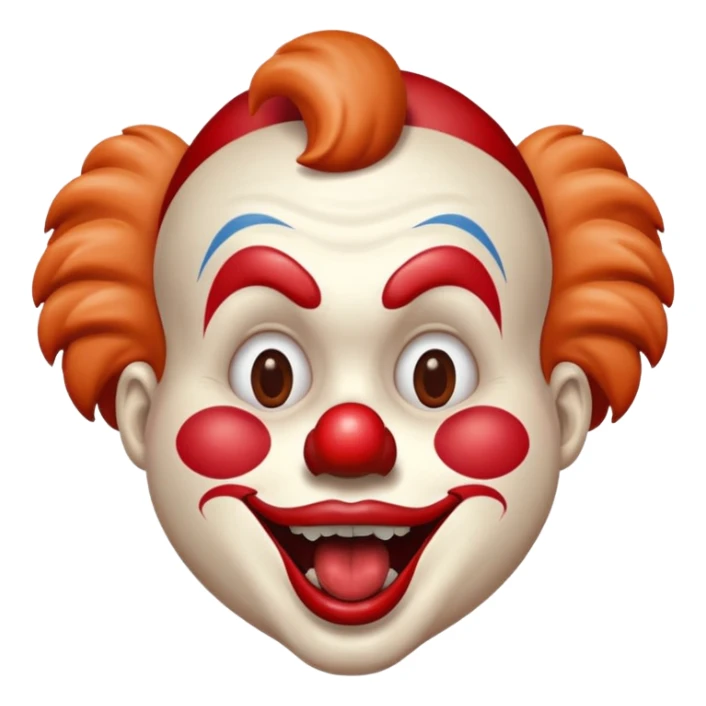 Clown with mouth open and mouth is full of chocolate sticker