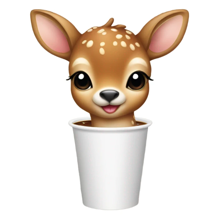 Cute Baby deer drinking iced coffee sticker