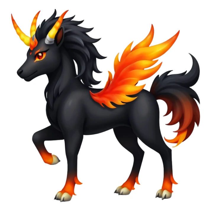 Shiny Exotic Gothic Rapidash-Houndoom-Pokémon-Fakémon-hybrid-creature sticker