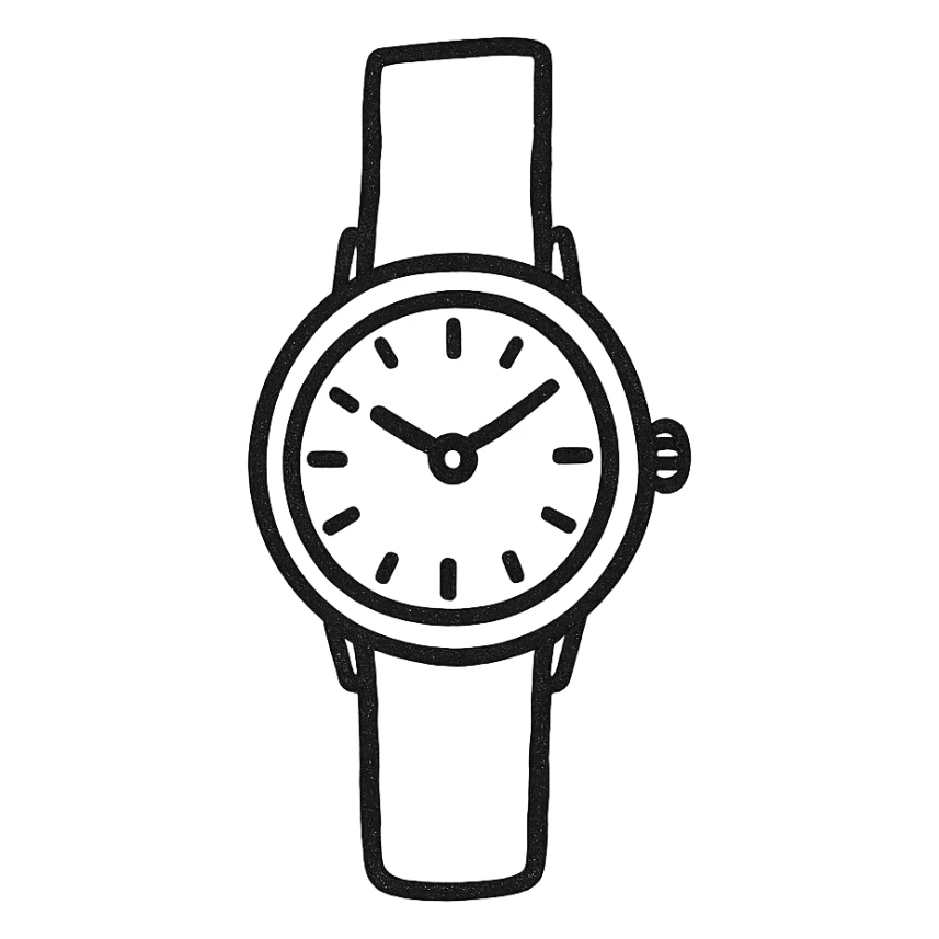 watch, hand drawn icon style, sketchy and playful sticker