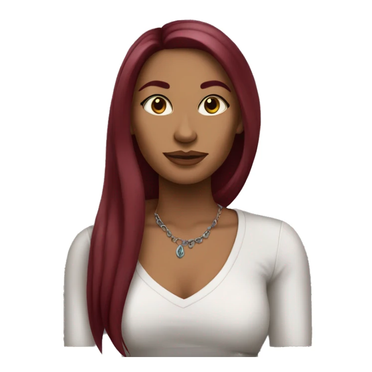 Tattooed woman with long straight burgundy hair sticker