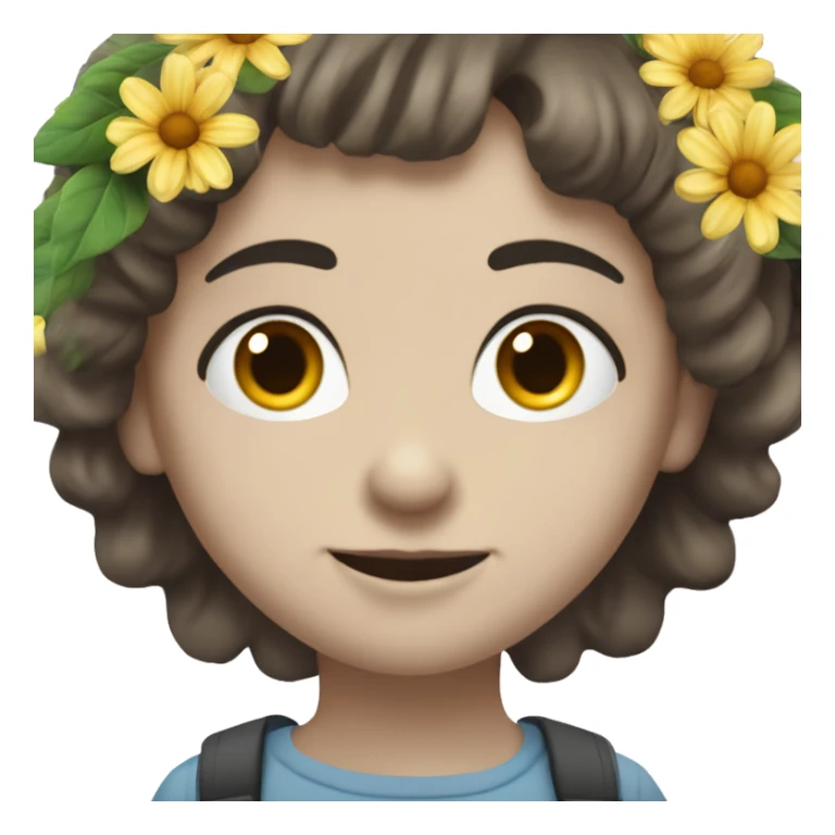 Un chico dándole un ramo de flores a una chica con flequillo sticker