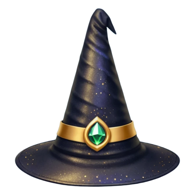 Black witch hat with glitter and golden details sticker