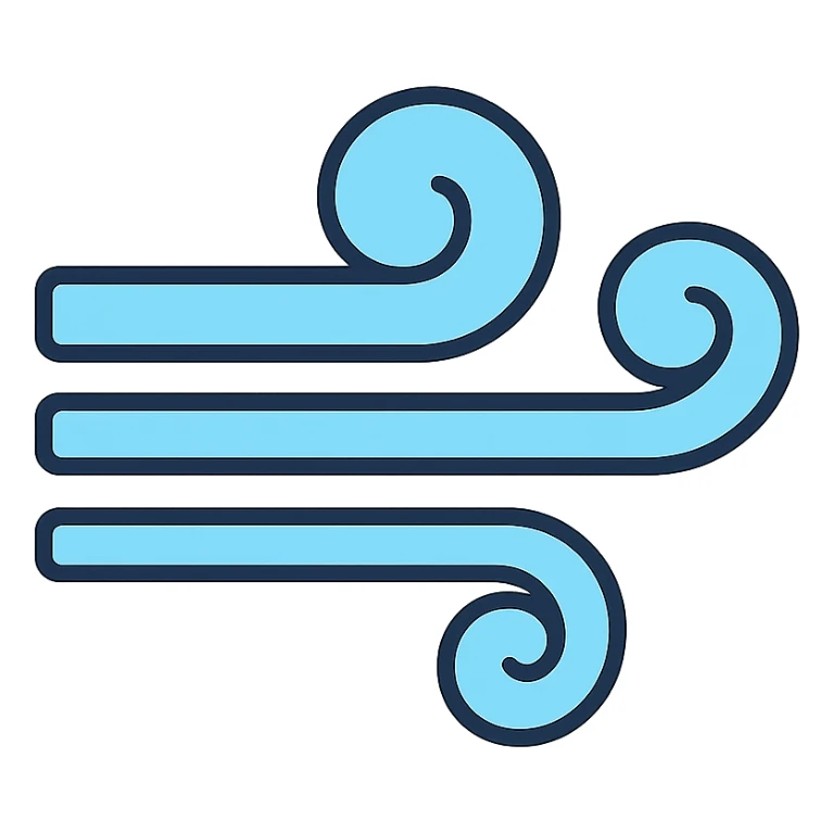 air emoji, gentle breeze, soft blue tones sticker