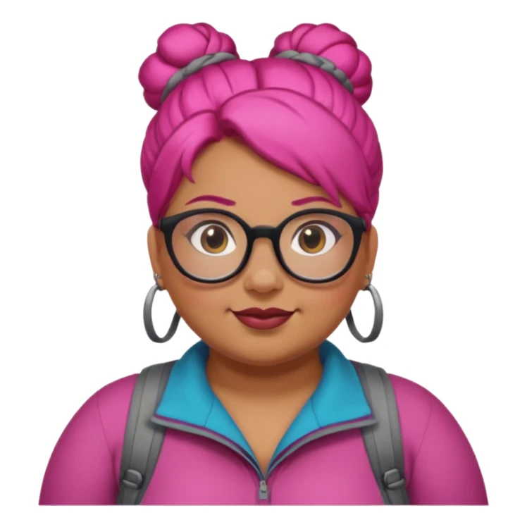 climber fat woman with dark pink bun hair and glassess sticker