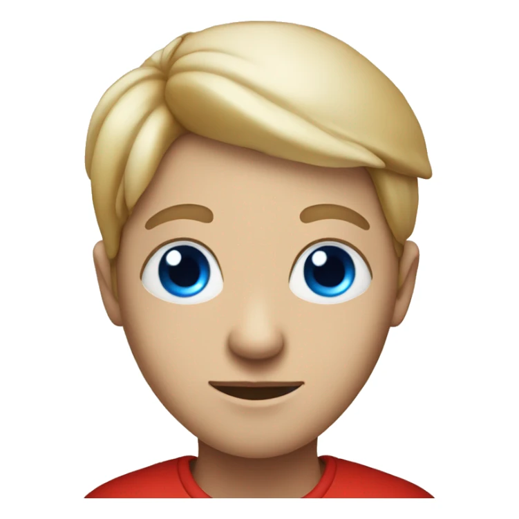 person with blue eyes and red mushroom in head sticker