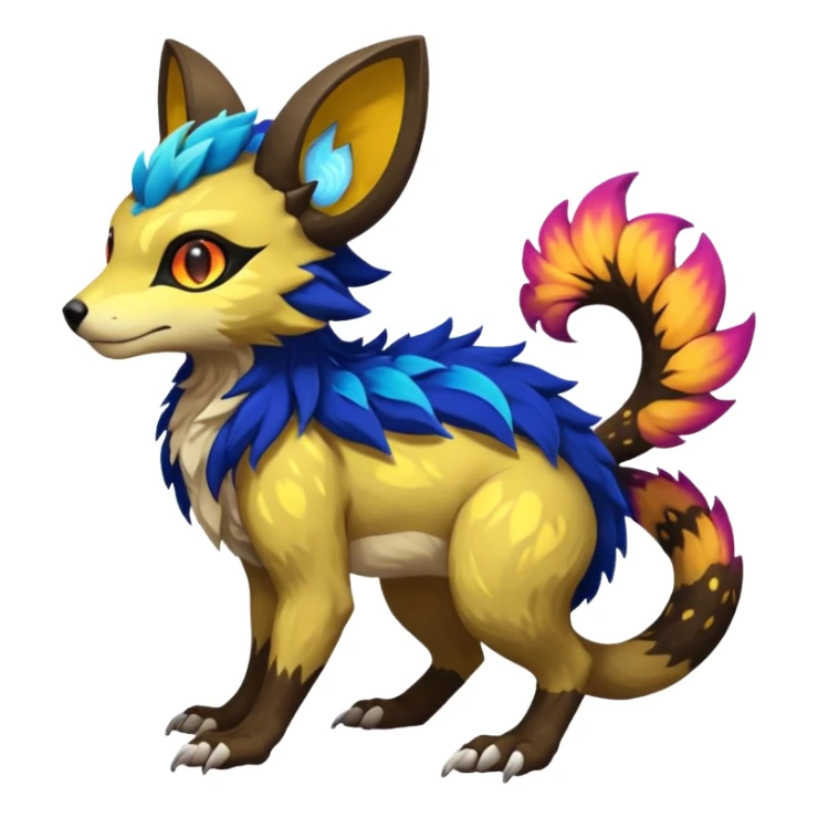 Rare realistic exotic cute epic pretty beautiful handsome gorgeous aesthetic colorful vibrant Vernid-Protogen-Primagen-Wickerbeast-species-Fakemon-creature by LiLaiRa, random markings, tufted ears, full body sticker
