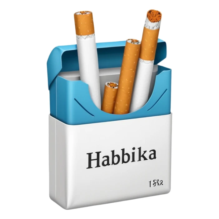 Создать emoji картинку с пачкой сигарет с надписью «HABILKA” на фиолетовом фоне sticker