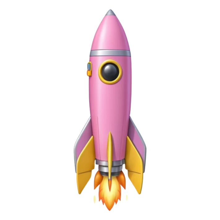 A single rocket, colored in pastel pink and yellow, glossy and smooth, cartoonish, vibrant colors, high detail, simple and cute design, isolated on white background, centered composition

 sticker