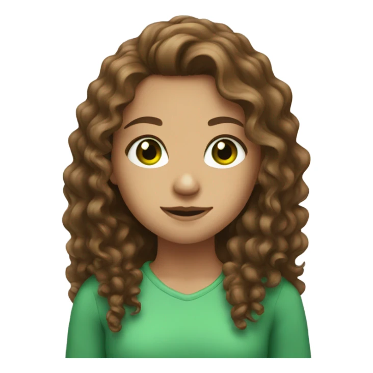 girl with long brown curly hair and green eyes sticker