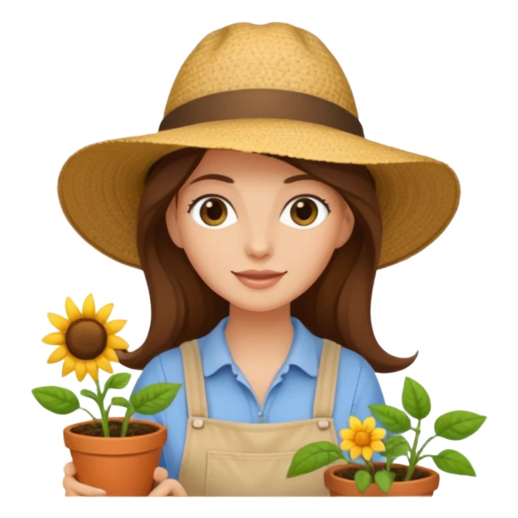 waves long brown hair white  woman Gardening sticker