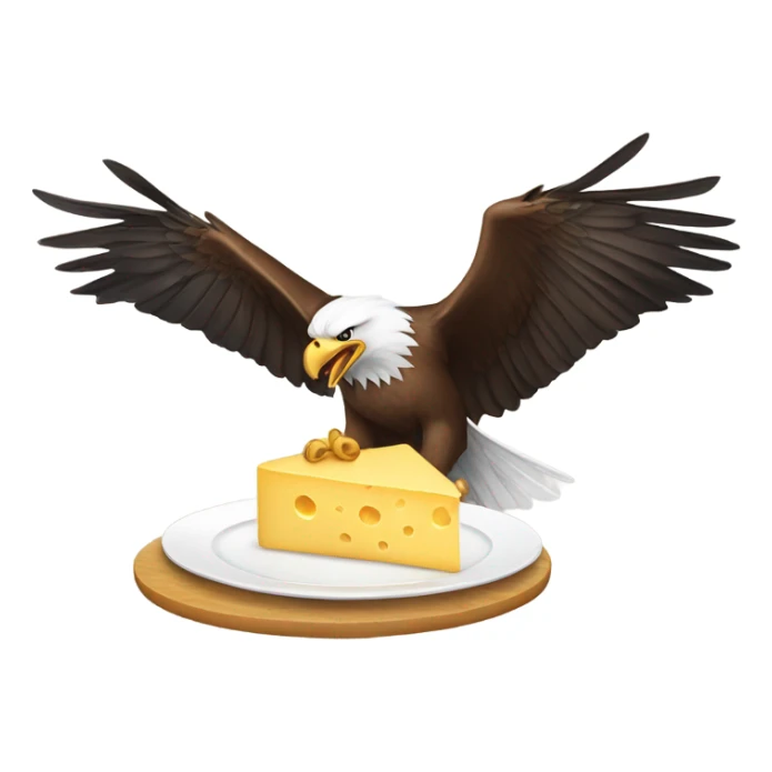 Eagle flying with a piece of cheese sticker