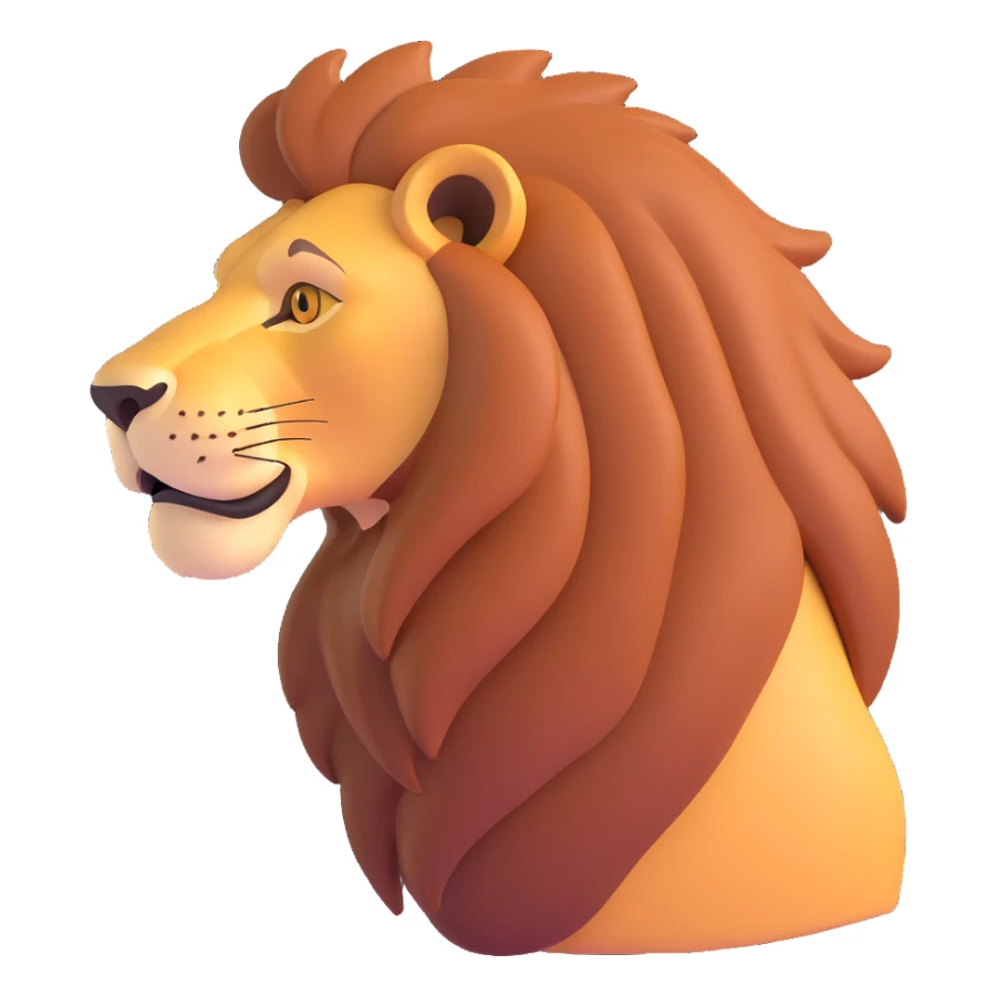 FULL BODY panthera leo male style wild, full flat cute side profile design in 3d soft l centered composition cartoon style128x128 pixels

 sticker