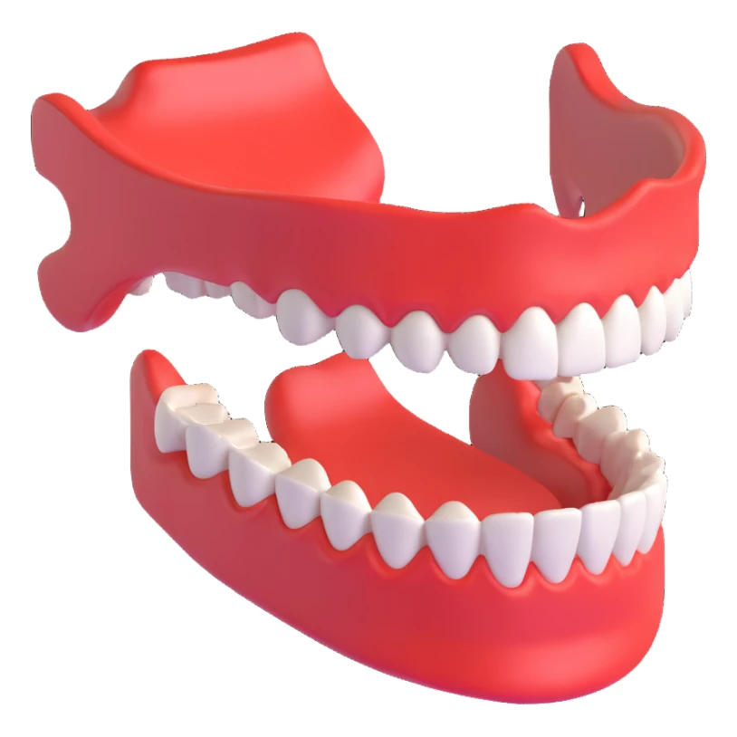 A human jawbone model in a 3D cartoon style, with exaggerated features for a playful look. sticker