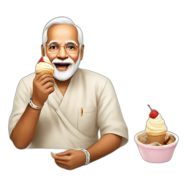yogi ji modi ji eating ice cream sticker