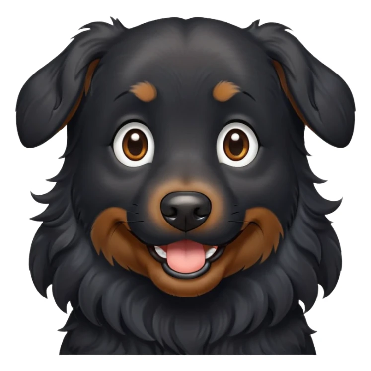 black dog with wavy hair, white chest, happy expression sticker