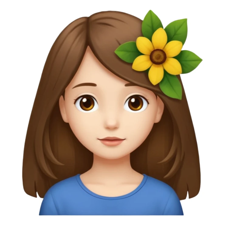 Ein braunhaariges Mädchen (glatte Haare ) mit einen Blume hinter dem ohr lange haare zur Seite kuckend Blume hinter dem rechten Ohr so das man es sieht zur Seite schauend sticker